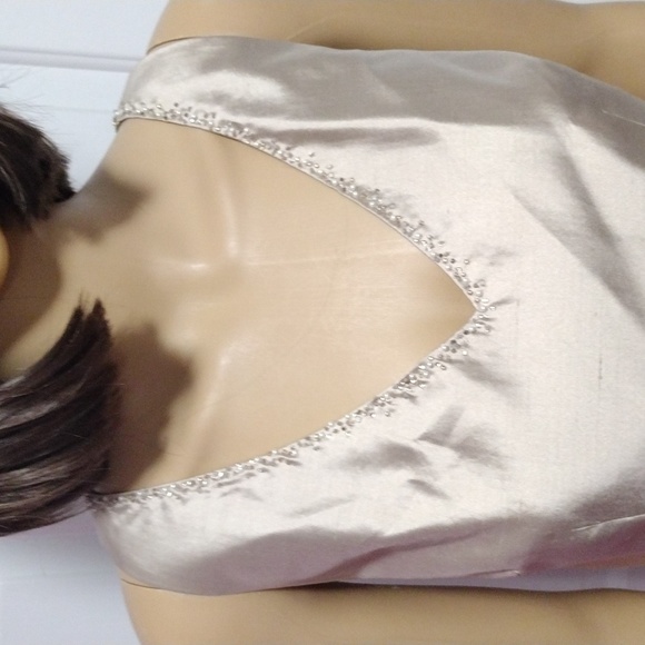 Silk Cocktail Dress 3 Piece Evening Gown Beaded Silk Blazer Vest Long Skirt Sz 6 - Picture 6 of 15